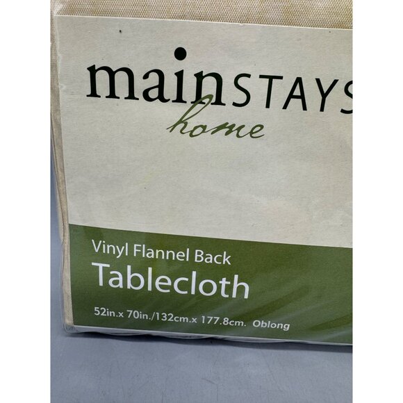 Mainstays home vinyl flannel back tablecloth 52x70" oblong cream READ NEW - Picture 2 of 6